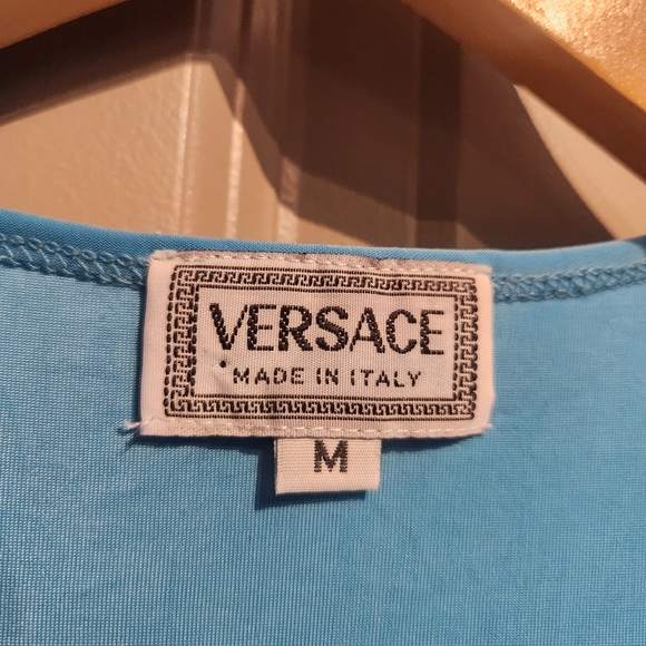 Y2K VINTAGE VERSACE MEDUSA SHIRT TOP TEE SLINKY BLUE LOGO XS S SMALL rare - Picture 4 of 6
